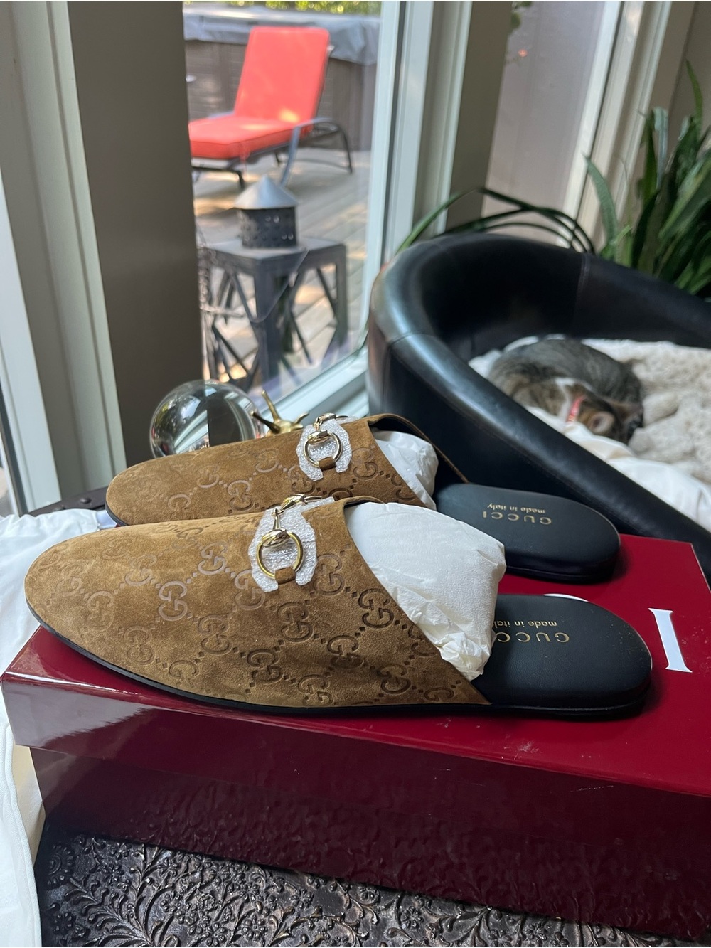 GUCCI HORSEBIT SUEDE MONOGRAM MULES BROWN 40.5 10.5 - Picture 4 of 12